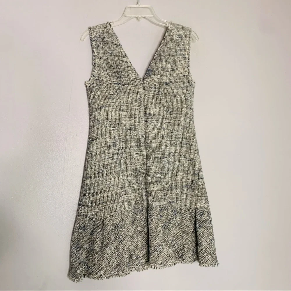 Rebecca Taylor Tweed V Neck Academia Drop waist dress mini dress professional 2 - Picture 4 of 7